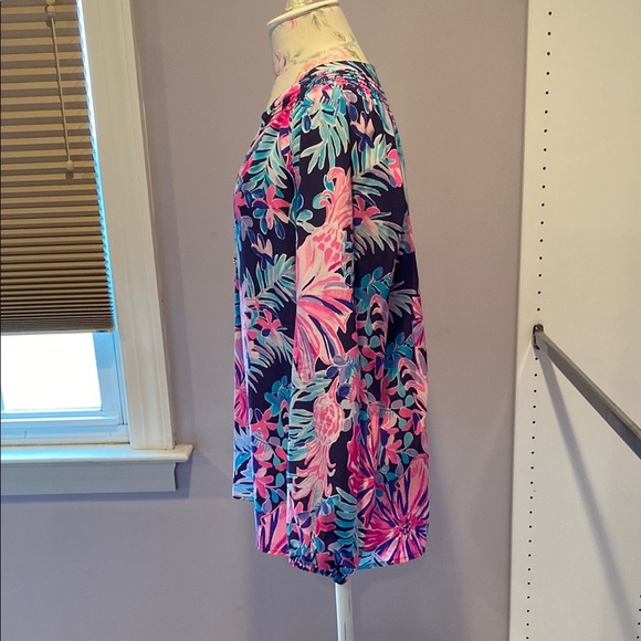 Lilly Pulitzer Elsa Silk toPink and Blue Long Sleeve Blouse - Picture 6 of 11